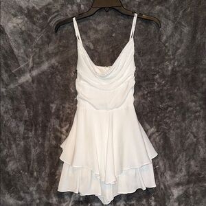 White Layered Romper with Spaghetti Straps